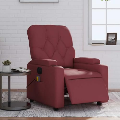 KTHLBRH Massagesessel Elektrisch Weinrot Kunstleder Wohnzimmerstuhl Wartezimmerstuhl für Küche Schlafzimmer von KTHLBRH