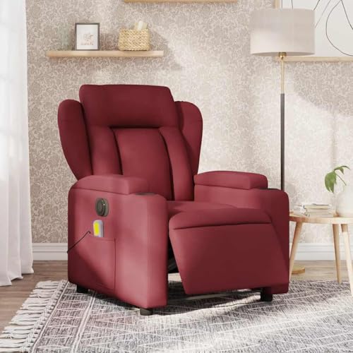 KTHLBRH Massagesessel Elektrisch Weinrot Stoff Wohnzimmersessel Stuhl für Wohnzimmer Küche von KTHLBRH