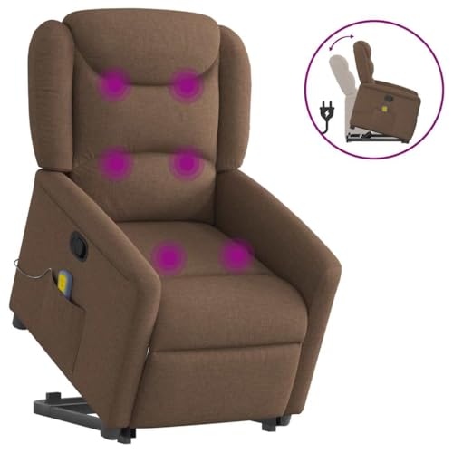 KTHLBRH Massagesessel mit Aufstehhilfe Braun Stoff Bürosessel Wartezimmersessel für Büro Wohnzimmer von KTHLBRH