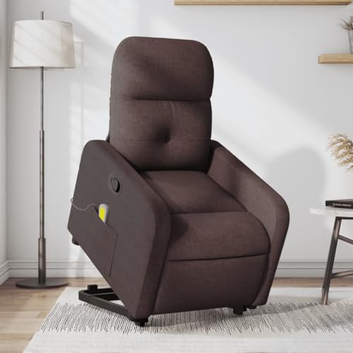 KTHLBRH Massagesessel mit Aufstehhilfe Dunkelbraun Stoff Küchenstuhl Wartezimmerstuhl für Wohnzimmer Schlafzimmer von KTHLBRH
