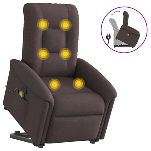 KTHLBRH Massagesessel mit Aufstehhilfe Dunkelbraun Stoff Sitzmöbel Küchenstuhl für Schlafzimmer Wohnzimmer von KTHLBRH