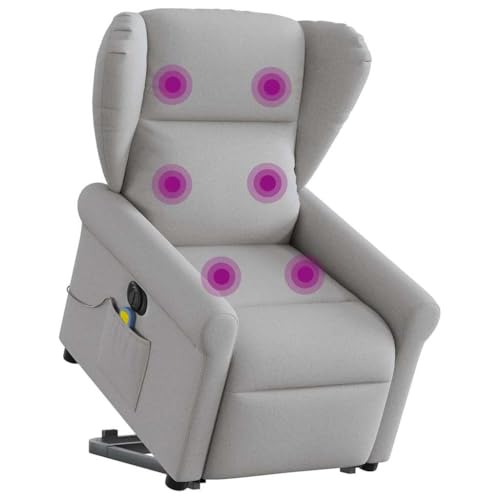 KTHLBRH Massagesessel mit Aufstehhilfe Elektrisch Wolkengrau Stoff Stuhl Wartezimmersessel für Büro Wohnzimmer von KTHLBRH