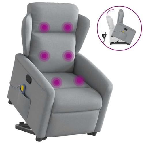 KTHLBRH Massagesessel mit Aufstehhilfe Hellgrau Stoff Bürosessel Wartezimmerstuhl für Wohnzimmer Schlafzimmer von KTHLBRH