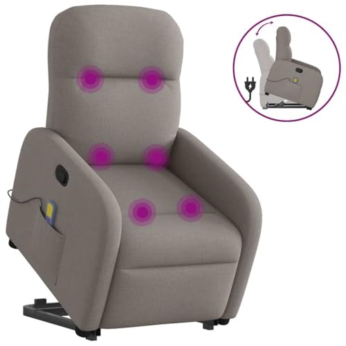 KTHLBRH Massagesessel mit Aufstehhilfe Taupe Stoff Wohnzimmerstuhl Bürosessel für Schlafzimmer Küche von KTHLBRH