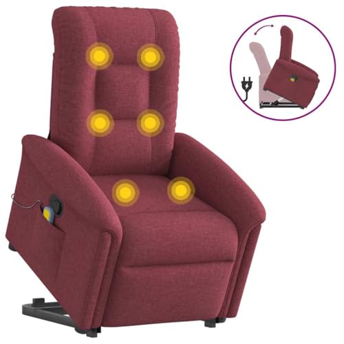 KTHLBRH Massagesessel mit Aufstehhilfe Weinrot Stoff Stuhl Wartezimmersessel für Wohnzimmer Schlafzimmer von KTHLBRH