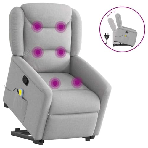 KTHLBRH Massagesessel mit Aufstehhilfe Wolkengrau Stoff Wartezimmersessel Schlafzimmerstuhl für Wohnzimmer Schlafzimmer von KTHLBRH