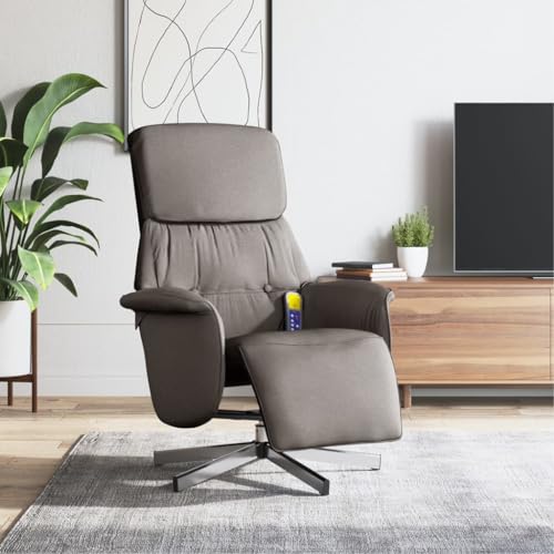 KTHLBRH Massagesessel mit Fußteil Taupe Stoff Wohnzimmersessel Wartezimmerstuhl für Büro Schlafzimmer von KTHLBRH