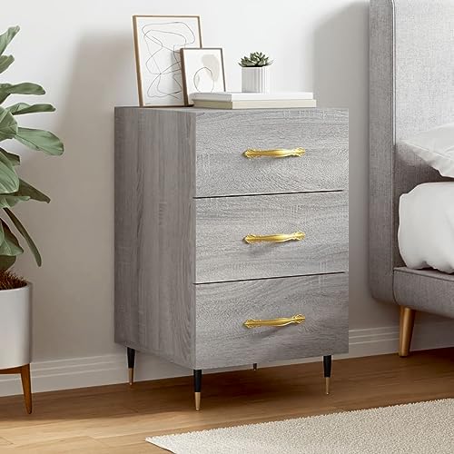 KTHLBRH Nachttisch Grau Sonoma badschrank schmal kommode mit schubladen for Wohnzimmer Schlafzimmer 40x40x66 cm Holzwerkstoff von KTHLBRH