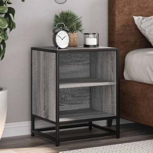 KTHLBRH Nachttisch Grau Sonoma kommode mit schubladen badschrank schmal for Schlafzimmer Zimmer 40x31x50 cm Holzwerkstoff und Metall von KTHLBRH