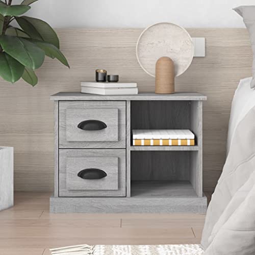 KTHLBRH Nachttisch Grau Sonoma nachtschrank kommode mit schubladen for Zimmer Wohnzimmer 60x35,5x45 cm von KTHLBRH