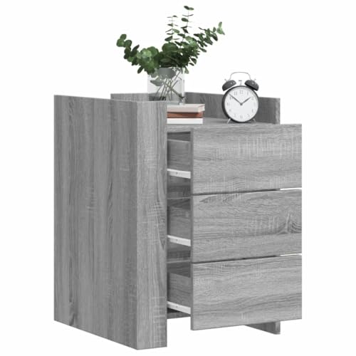 KTHLBRH Nachttisch Grau Sonoma nachttisch kommode mit schubladen for Wohnzimmer Schlafzimmer 45x50x65 cm Holzwerkstoff von KTHLBRH