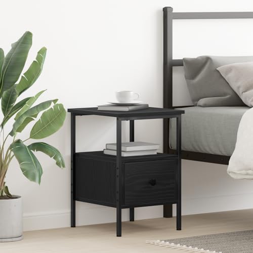 KTHLBRH Nachttisch Schwarz Eiche nachtschrank badschrank schmal for Wohnzimmer Schlafzimmer 34x36x50 cm Holzwerkstoff und Stahl KTHLBRH Nachttisch Schwarz Eiche nachtschrank badschrank schmal for Wohnzimmer Schlafzimmer 34x36x50 cm Holzwerkstoff und Stahl von KTHLBRH