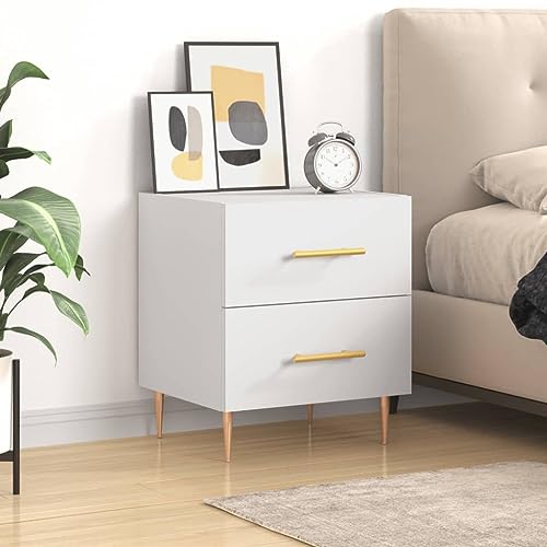 KTHLBRH Nachttisch Weiß nachtschrank kommode mit schubladen for Wohnzimmer Schlafzimmer 40x35x47,5 cm Holzwerkstoff von KTHLBRH