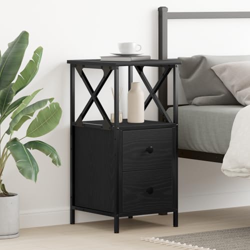 KTHLBRH Nachttisch aus schwarzem Eichenholz kommode mit schubladen nachtschrank for Schlafzimmer Wohnzimmer 34x35,5x70 cm, Ingenieurlaminat KTHLBRH Nachttisch aus schwarzem Eichenholz kommode mit schubladen nachtschrank for Schlafzimmer Wohnzimmer 34x35,5x70 cm, Ingenieurlaminat von KTHLBRH