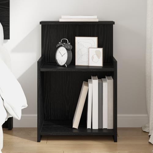 KTHLBRH Nachttisch in Schwarz Eiche - badschrank schmal Bedside Table for Schlafzimmer Wohnzimmer 40 x 35 x 60 cm - Holzwerkstoff von KTHLBRH