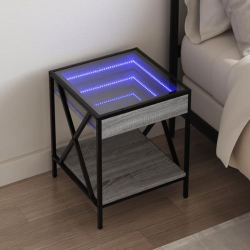 KTHLBRH Nachttisch mit Infinity-LED Grau Sonoma nachtschrank Bedside Table for Wohnzimmer Zimmer 40x40x49 cm KTHLBRH Nachttisch mit Infinity-LED Grau Sonoma nachtschrank Bedside Table for Wohnzimmer Zimmer 40x40x49 cm von KTHLBRH