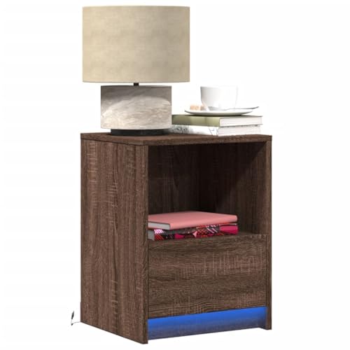 KTHLBRH Nachttisch mit LED-Leuchten Braun Eichen-Optik Holzwerkstoff Bedside Table badschrank schmal for Zimmer Schlafzimmer KTHLBRH Nachttisch mit LED-Leuchten Braun Eichen-Optik Holzwerkstoff Bedside Table badschrank schmal for Zimmer Schlafzimmer von KTHLBRH