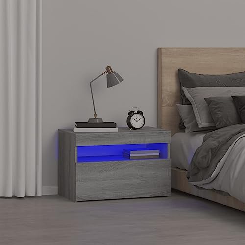 KTHLBRH Nachttisch mit LED-Leuchten Grau Sonoma Bedside Table kommode mit schubladen for Zimmer Schlafzimmer 60x35x40 cm KTHLBRH Nachttisch mit LED-Leuchten Grau Sonoma Bedside Table kommode mit schubladen for Zimmer Schlafzimmer 60x35x40 cm von KTHLBRH