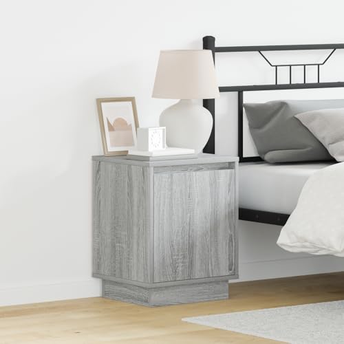 KTHLBRH Nachttisch mit LED-Leuchten Grau Sonoma badschrank schmal kommode mit schubladen for Wohnzimmer Schlafzimmer 39x34,5x50 cm von KTHLBRH