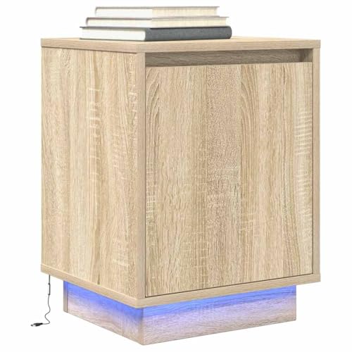 KTHLBRH Nachttisch mit LED-Leuchten Sonoma-Eiche kommode mit schubladen nachtschrank for Schlafzimmer Zimmer 38x34x50 cm KTHLBRH Nachttisch mit LED-Leuchten Sonoma-Eiche kommode mit schubladen nachtschrank for Schlafzimmer Zimmer 38x34x50 cm von KTHLBRH