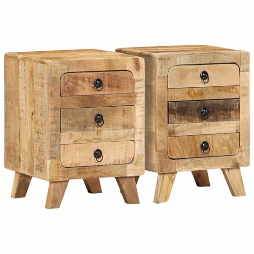 KTHLBRH Nachttische 2 STK. Bedside Table kommode mit schubladen for Schlafzimmer Zimmer 37x32x50 cm Raues Massivholz Mango KTHLBRH Nachttische 2 STK. Bedside Table kommode mit schubladen for Schlafzimmer Zimmer 37x32x50 cm Raues Massivholz Mango von KTHLBRH