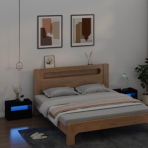 KTHLBRH Nachttische 2 STK. mit LEDs Schwarz nachtschrank nachttische for Zimmer Wohnzimmer 60x35x40 cm von KTHLBRH