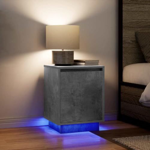 KTHLBRH Nachttische mit LED-Leuchten 2 STK. Betongrau badschrank schmal kommode mit schubladen for Wohnzimmer Zimmer 38x34x50 cm von KTHLBRH