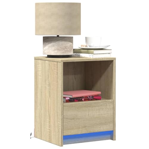 KTHLBRH Nachttische mit LED-Leuchten 2 STK. Sonoma Eiche Holzwerkstoff nachttische nachtschrank for Wohnzimmer Schlafzimmer KTHLBRH Nachttische mit LED-Leuchten 2 STK. Sonoma Eiche Holzwerkstoff nachttische nachtschrank for Wohnzimmer Schlafzimmer von KTHLBRH