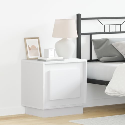 KTHLBRH Nachttische mit LED-Leuchten 2 STK. Weiß badschrank schmal nachttische for Zimmer Schlafzimmer 44x34,5x45 cm von KTHLBRH