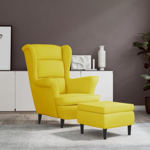 KTHLBRH Ohrensessel mit Hocker Senfgelb Samt Küchenstuhl Wohnzimmerstuhl für Büro Wohnzimmer KTHLBRH Ohrensessel mit Hocker Senfgelb Samt Küchenstuhl Wohnzimmerstuhl für Büro Wohnzimmer von KTHLBRH
