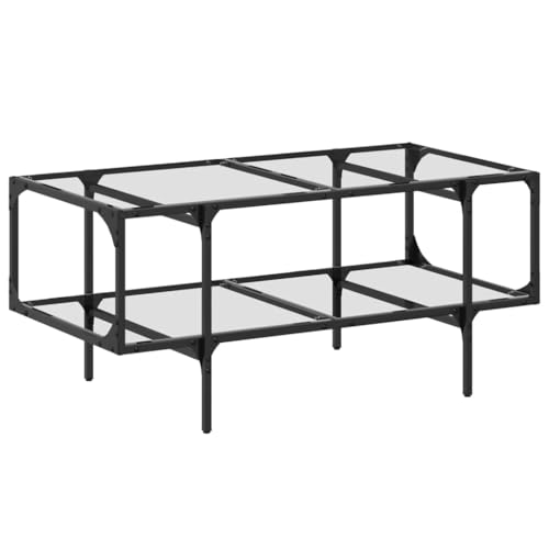 KTHLBRH Pflanzentisch Kleiner Tisch Outdoor Gartentisch Klein Kleines Regal - Couchtisch mit Glasplatte Transparent 98,5x50x45 cm Stahl für Garten Küche Wohnzimmer Balkon von KTHLBRH