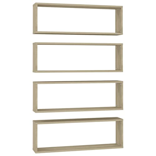 KTHLBRH Regale für Wände Bücherregal Wand Pflanzenregal Schwebendes Regal - Würfelregale 4 STK. Sonoma-Eiche 80x15x26,5 cm Holzwerkstoff für Balkon Badezimmer Wohnzimmer Büro KTHLBRH Regale für Wände Bücherregal Wand Pflanzenregal Schwebendes Regal - Würfelregale 4 STK. Sonoma-Eiche 80x15x26,5 cm Holzwerkstoff für Balkon Badezimmer Wohnzimmer Büro von KTHLBRH