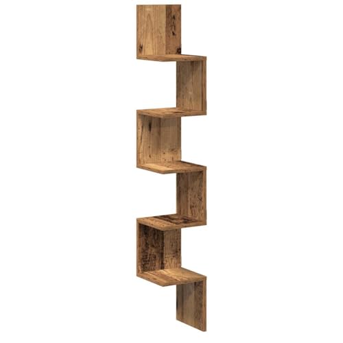 KTHLBRH Regale für Wände Küchenregal Wand Book Shelf Regale Wand - Wand-Eckregal Altholz-Optik 20x20x127,5 cm Holzwerkstoff für Büro Küchen Balkon Schlafzimmer von KTHLBRH