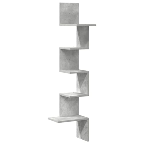 KTHLBRH Regale für Wände Küchenregal Wand Book Shelf Regale Wand - Wand-Eckregal Betongrau 32x32x127,5 cm Holzwerkstoff für Büro Küchen Balkon Schlafzimmer von KTHLBRH