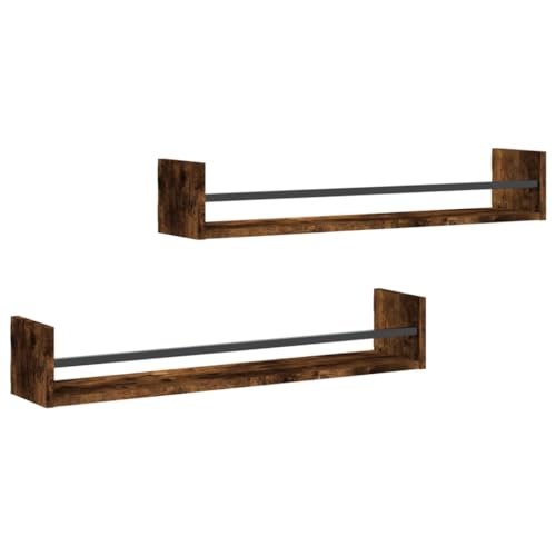 KTHLBRH Regale für Wände Küchenregal Wand Book Shelf Regale Wand - Wandregale mit Stangen 2 STK. Räuchereiche 80x16x14 cm für Büro Balkon Wohnzimmer Küchen KTHLBRH Regale für Wände Küchenregal Wand Book Shelf Regale Wand - Wandregale mit Stangen 2 STK. Räuchereiche 80x16x14 cm für Büro Balkon Wohnzimmer Küchen von KTHLBRH