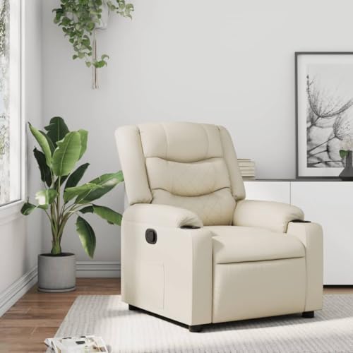 KTHLBRH Relaxsessel Creme Kunstleder Lesesessel Küchenstuhl für Hotel Wohnzimmer von KTHLBRH