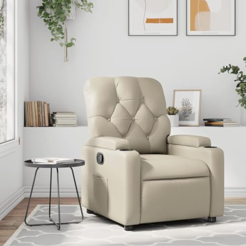 KTHLBRH Relaxsessel Creme Kunstleder Wartezimmerstuhl Schlafzimmerstuhl für Schlafzimmer Wohnzimmer von KTHLBRH