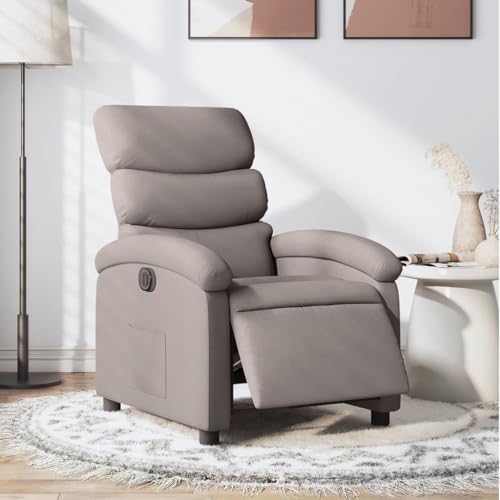 KTHLBRH Relaxsessel Elektrisch Taupe Stoff Schlafzimmerstuhl Wartezimmersessel für Küche Schlafzimmer von KTHLBRH