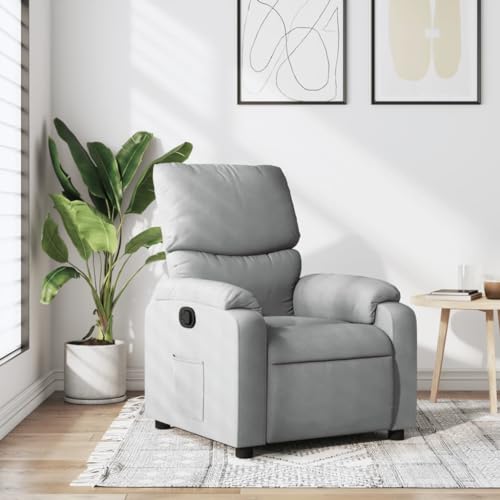 KTHLBRH Relaxsessel Hellgrau Stoff Sitzmöbel Küchenstuhl für Küche Wohnzimmer von KTHLBRH