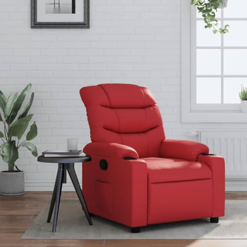 KTHLBRH Relaxsessel Rot Kunstleder Schlafzimmerstuhl Küchenstuhl für Büro Wohnzimmer von KTHLBRH