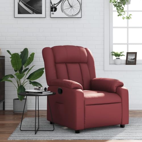 KTHLBRH Relaxsessel Weinrot Kunstleder Lesesessel Küchenstuhl für Schlafzimmer Büro von KTHLBRH