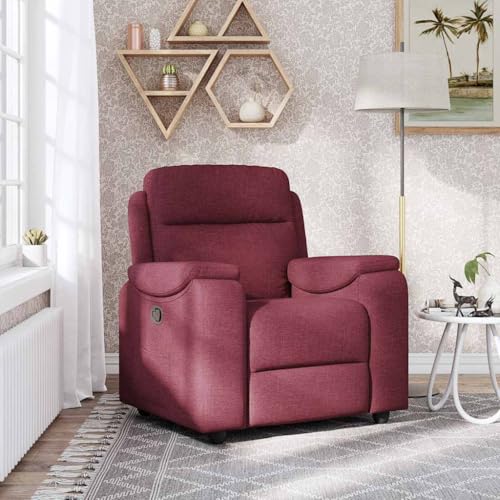 KTHLBRH Relaxsessel Weinrot Stoff Stuhl Küchenstuhl für Schlafzimmer Küche von KTHLBRH