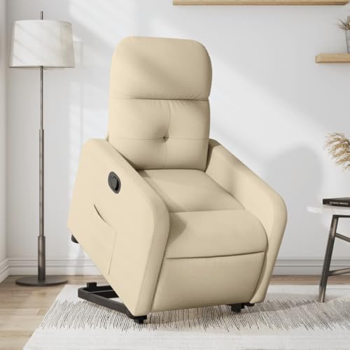 KTHLBRH Relaxsessel mit Aufstehhilfe Creme Stoff Wohnzimmerstuhl Küchenstuhl für Schlafzimmer Wohnzimmer von KTHLBRH