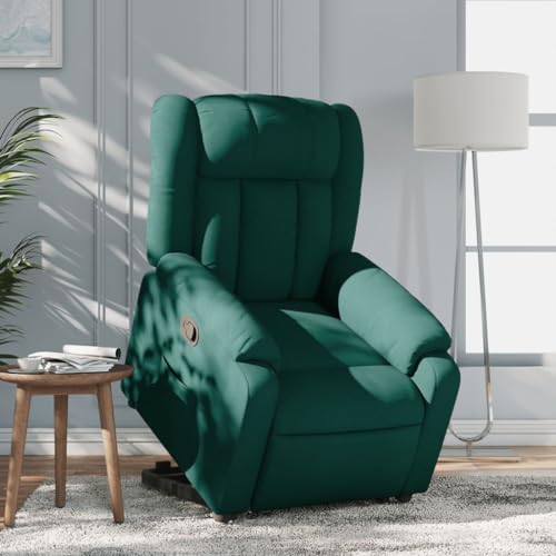 KTHLBRH Relaxsessel mit Aufstehhilfe Dunkelgrün Stoff Wartezimmersessel Schlafzimmerstuhl für Schlafzimmer Wohnzimmer von KTHLBRH