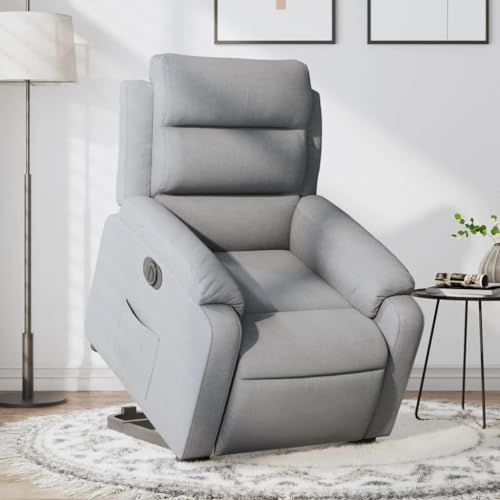 KTHLBRH Relaxsessel mit Aufstehhilfe Elektrisch Hellgrau Stoff Wohnzimmersessel Sitzmöbel für Wohnzimmer Küche von KTHLBRH