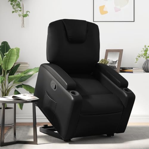 KTHLBRH Relaxsessel mit Aufstehhilfe Schwarz Kunstleder Bürostuhl Wohnzimmerstuhl für Büro Wohnzimmer von KTHLBRH