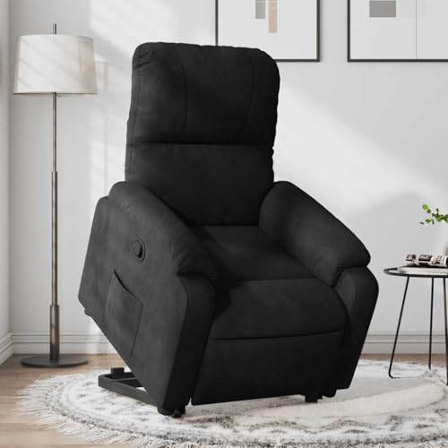 KTHLBRH Relaxsessel mit Aufstehhilfe Schwarz Mikrofasergewebe Küchenstuhl Wartezimmersessel für Schlafzimmer Büro von KTHLBRH