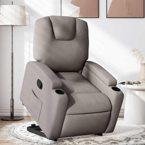 KTHLBRH Relaxsessel mit Aufstehhilfe Taupe Stoff Lesesessel Bürostuhl für Büro Schlafzimmer von KTHLBRH