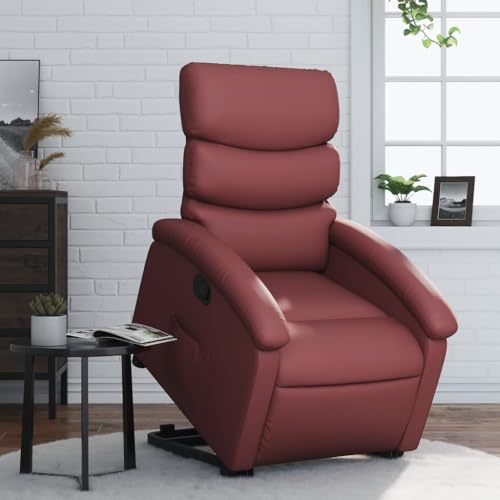 KTHLBRH Relaxsessel mit Aufstehhilfe Weinrot Kunstleder Küchenstuhl Sitzmöbel für Wohnzimmer Küche von KTHLBRH