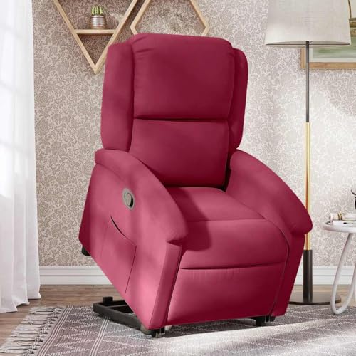 KTHLBRH Relaxsessel mit Aufstehhilfe Weinrot Samt Lesesessel Küchenstuhl für Wohnzimmer Schlafzimmer von KTHLBRH